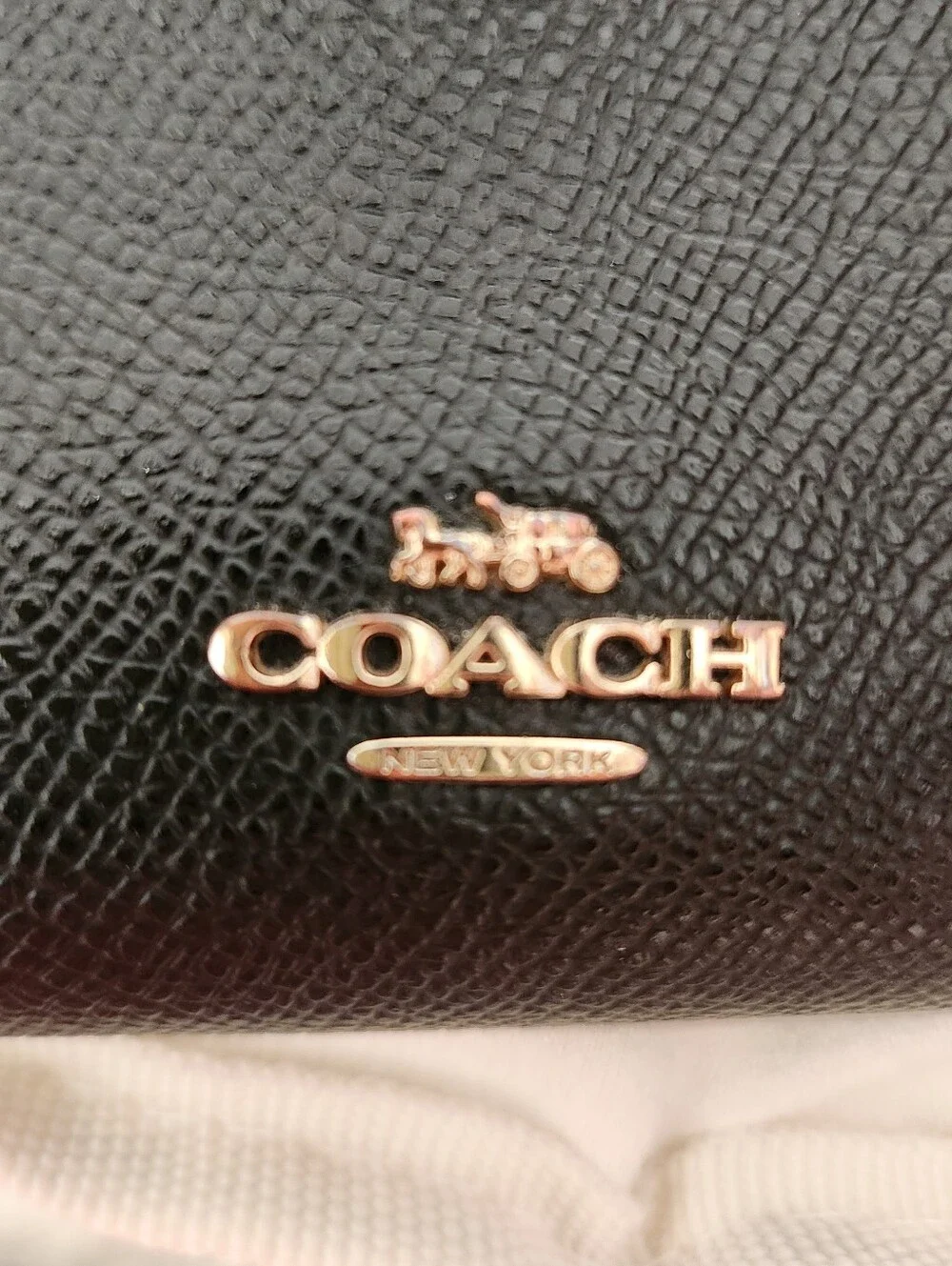 Coach Black Leather Snap Wallet with Gold Logo